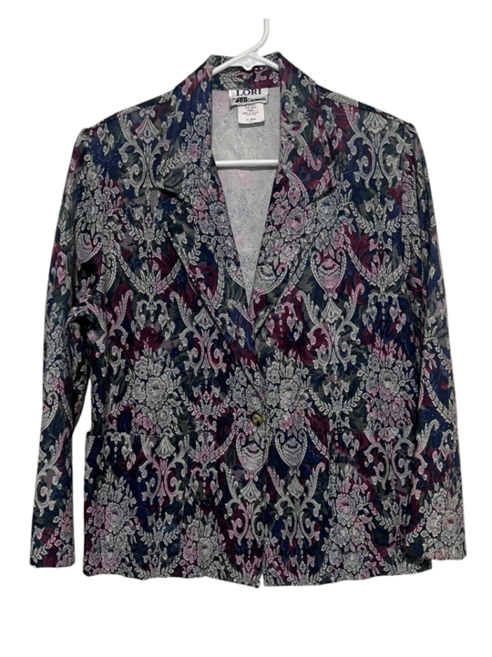 Vintage 80s 90s Lori By AM Casuals Tapestry Floral Scroll Blazer Jacket Sz 10